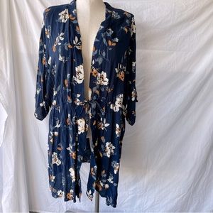 Maurices Navy Blue Floral  Kimono